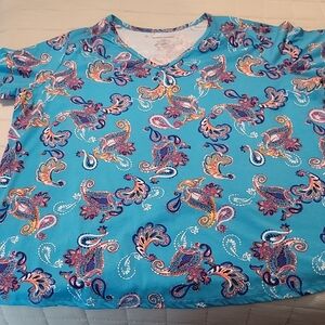 Woman Within Blue Paisley V-Neck Top